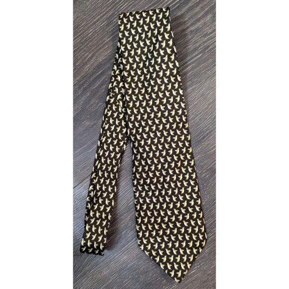 Banana Republic Men's Silk Tie with Penguins Brown Green Made Italy (407) - Picture 1 of 2
